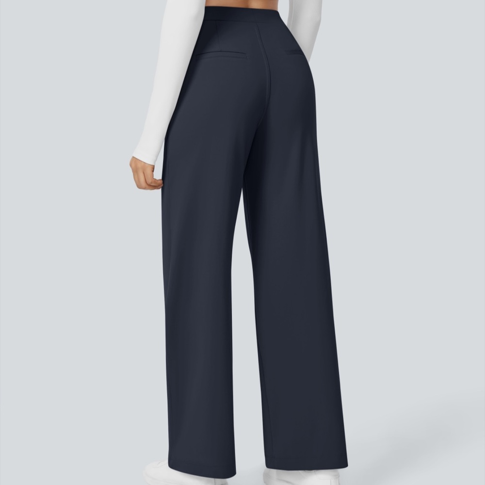 HALARA Navy Wide-Leg High-Rise Pants